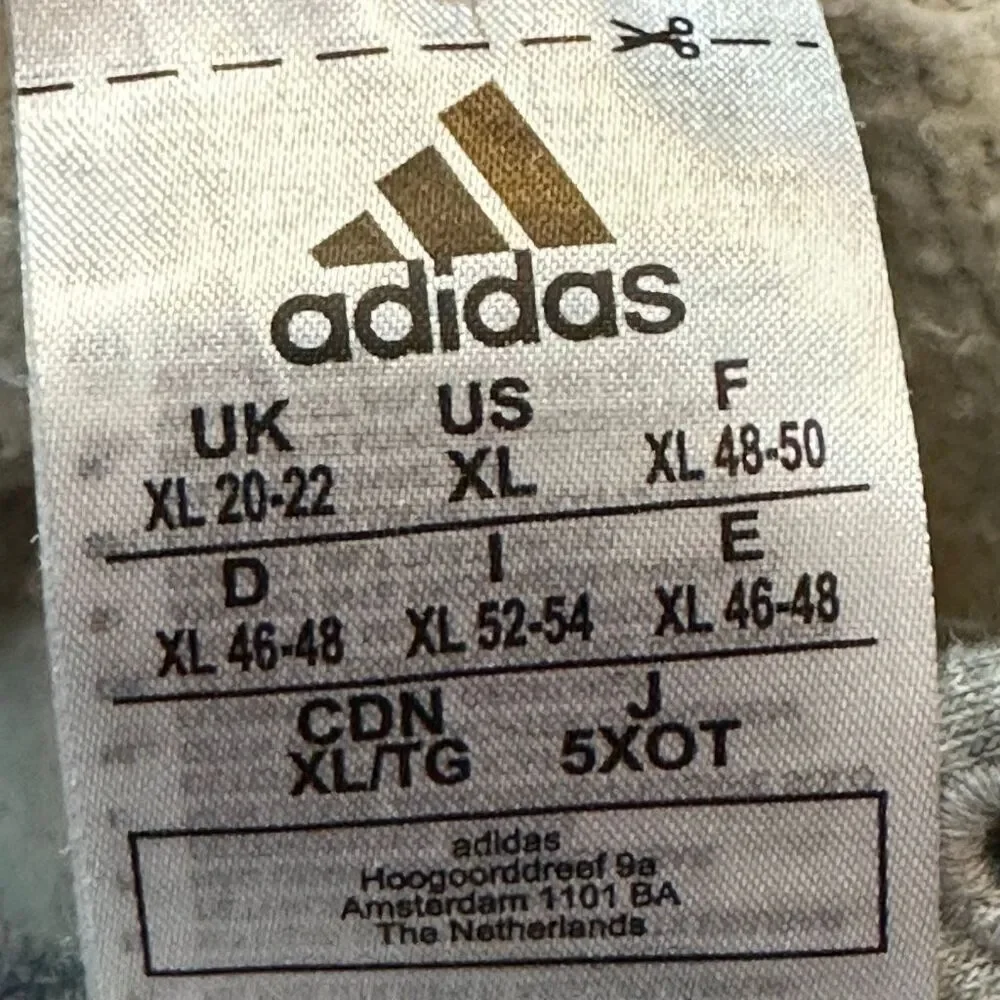 Adidas Long-Sleeve Hoodie Sweatshirt Gray with White | Men Size XL